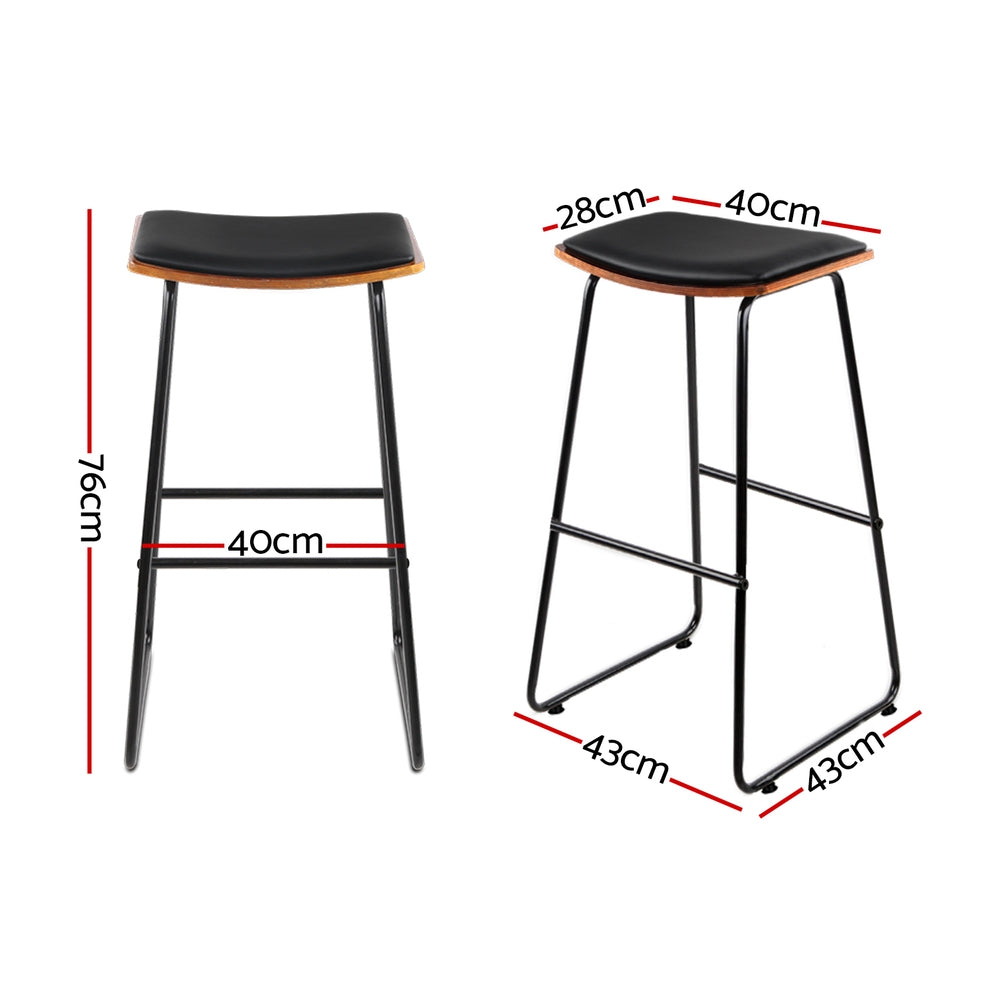 Artiss 2x Bar Stools PU Leather Stools Brown