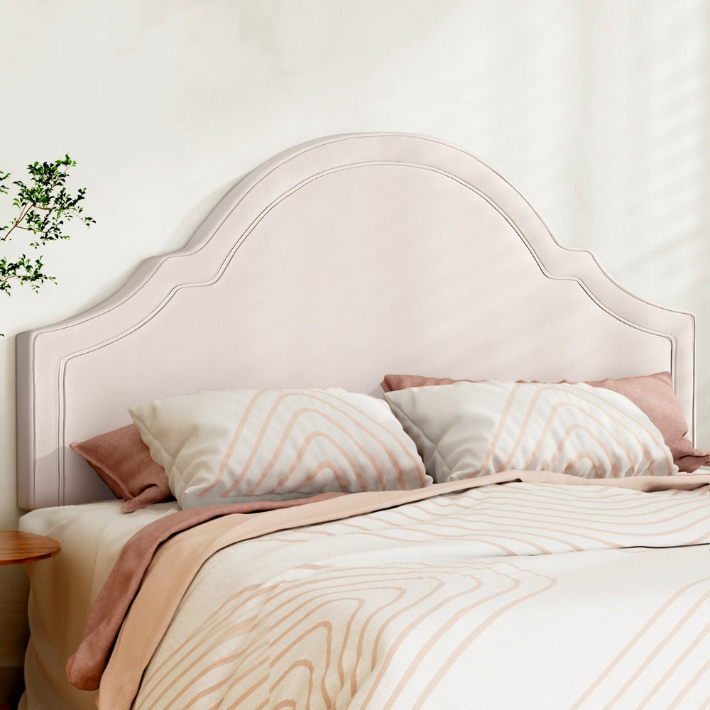 Artiss Bed Frame Bed Head Headboard - Velvet IRIS Beige