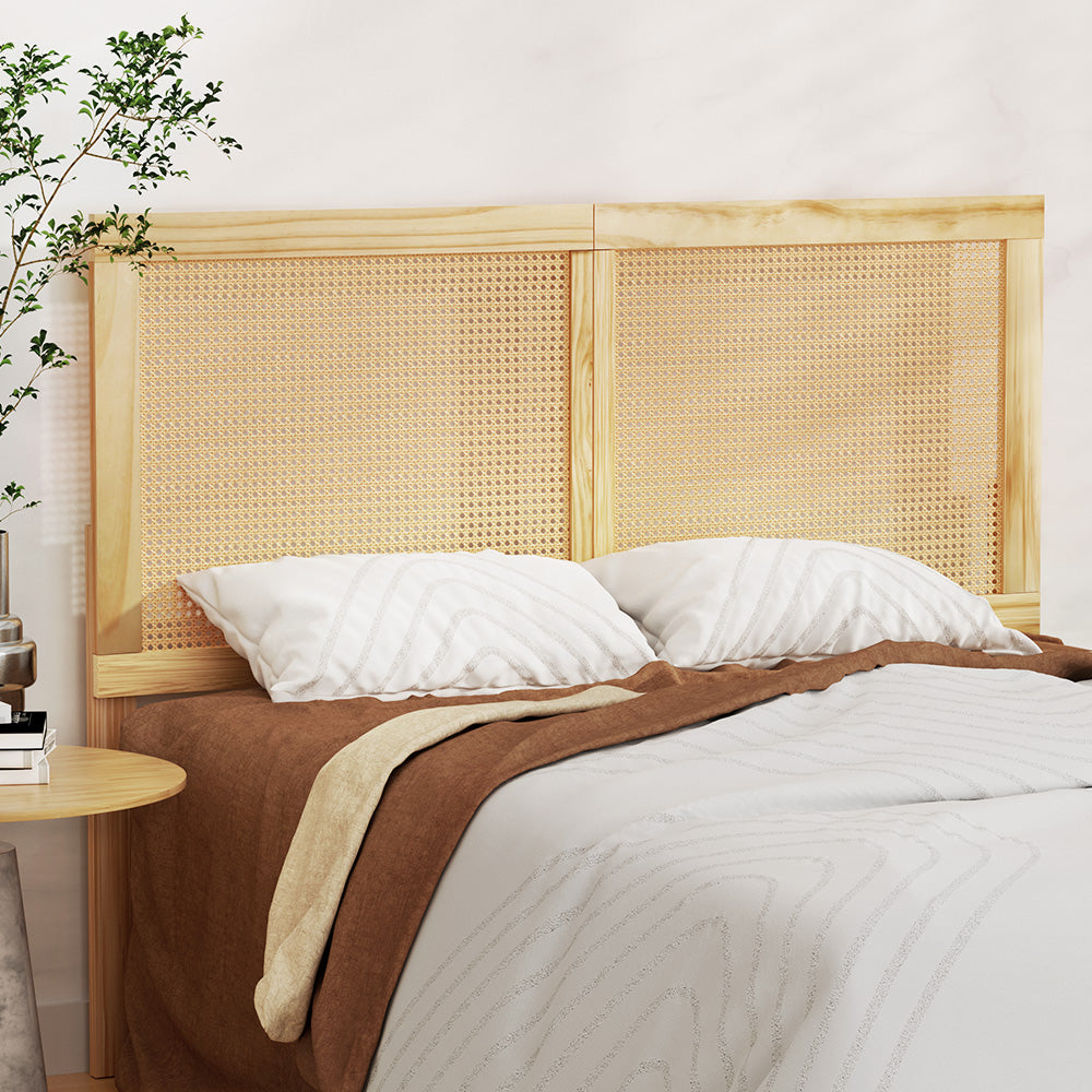 Artiss Bed Head Headboard  Rattan - RIBO Pine