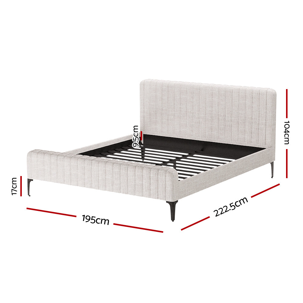 Artiss Bed Frame Queen Size Beige AMMY