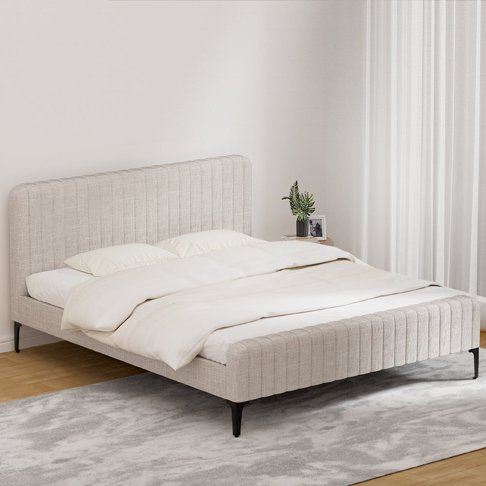 Artiss Bed Frame Queen Size Beige AMMY