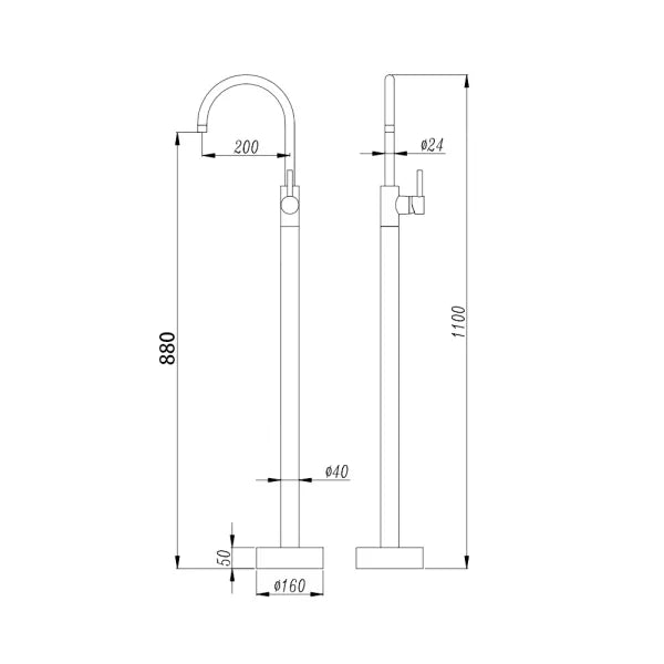 Pentro Free Standing Spout & Mixer