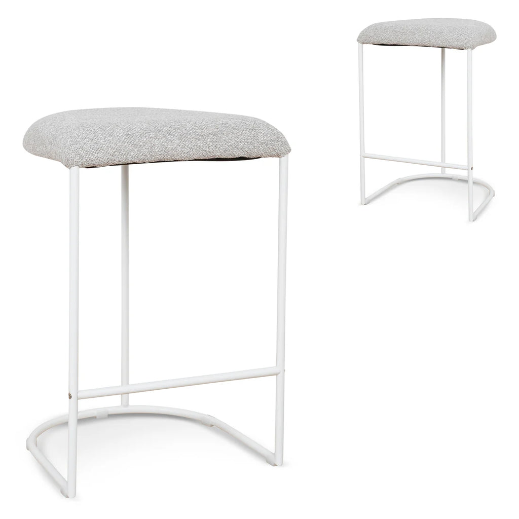 65cm White Bar Stool - Clay Grey (Set of 2)