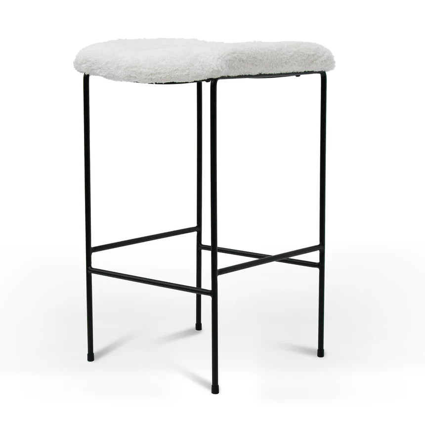 Flossie Bar Stool - White Synthetic Wool