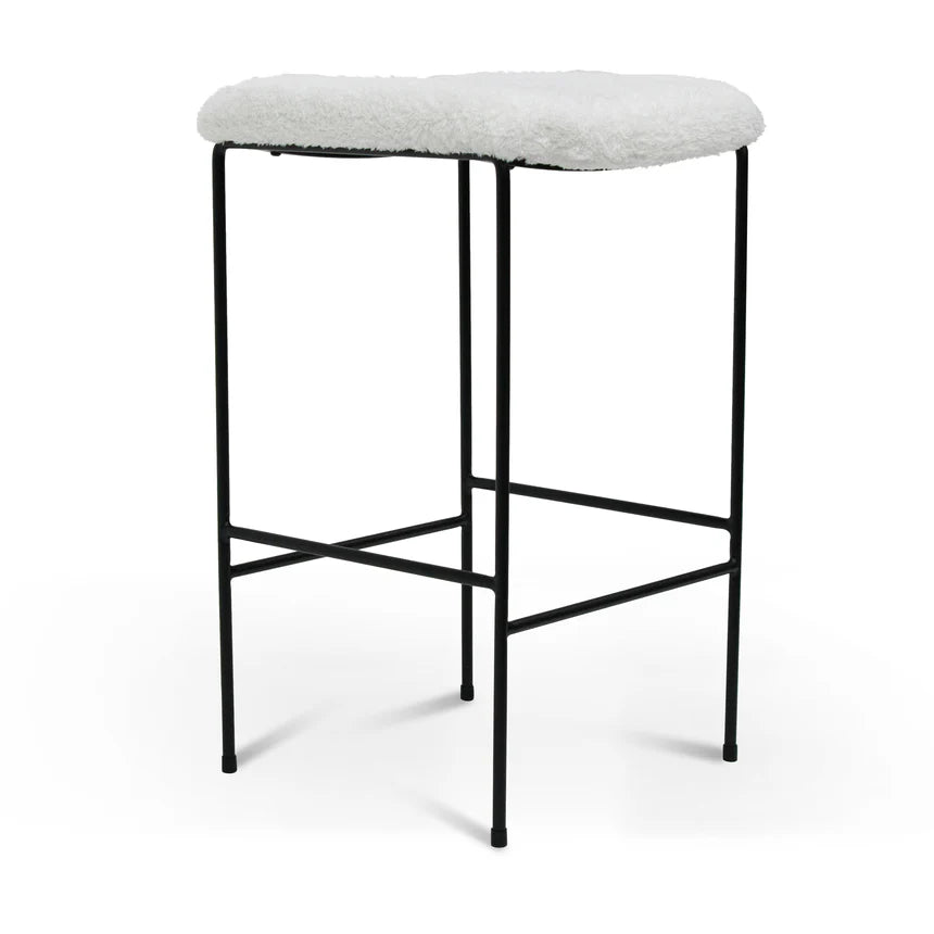 Flossie Bar Stool - White Synthetic Wool