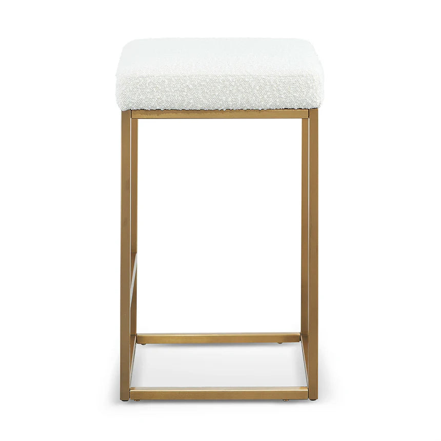 Daisy white Boucle Bar Stool - Golden Base