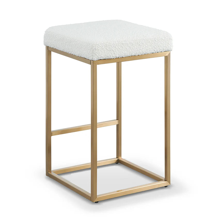 Daisy white Boucle Bar Stool - Golden Base