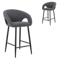 Albinus 65cm Bar Stool - Anthracite Grey Boucle (Set of 2)