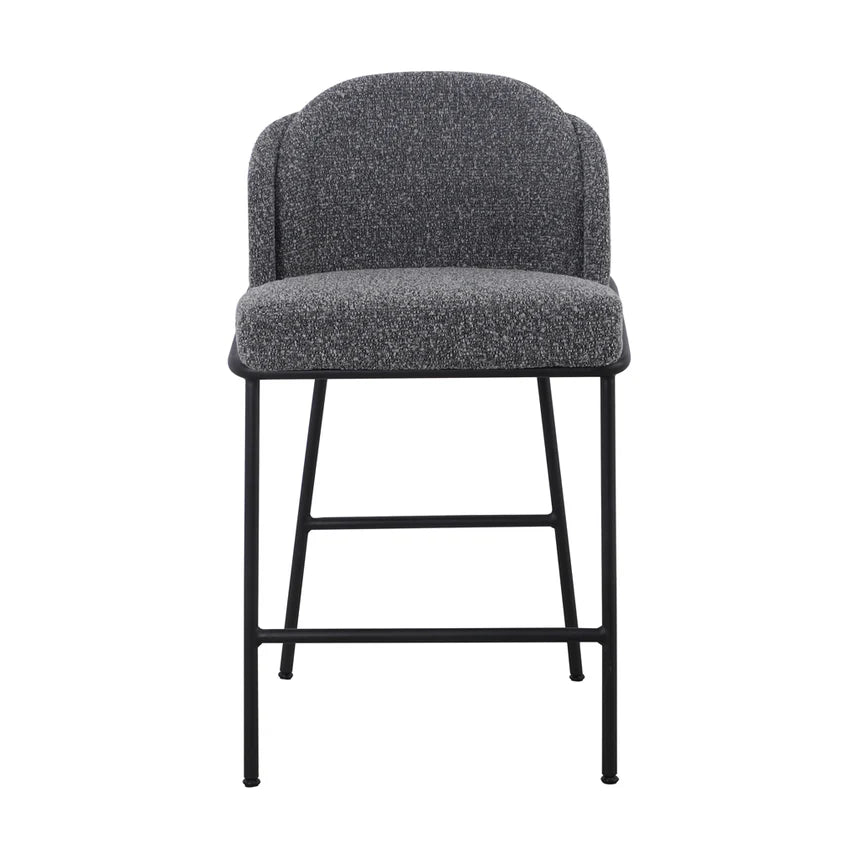Anthracite 65cm Bar Stool - Grey Boucle (Set of 2)