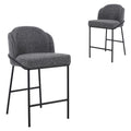 Anthracite 65cm Bar Stool - Grey Boucle (Set of 2)