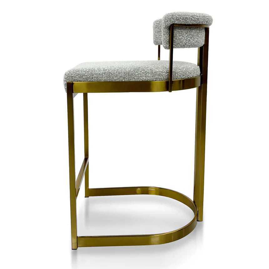 Adela Silver Grey Boucle Bar Stool - Golden Base