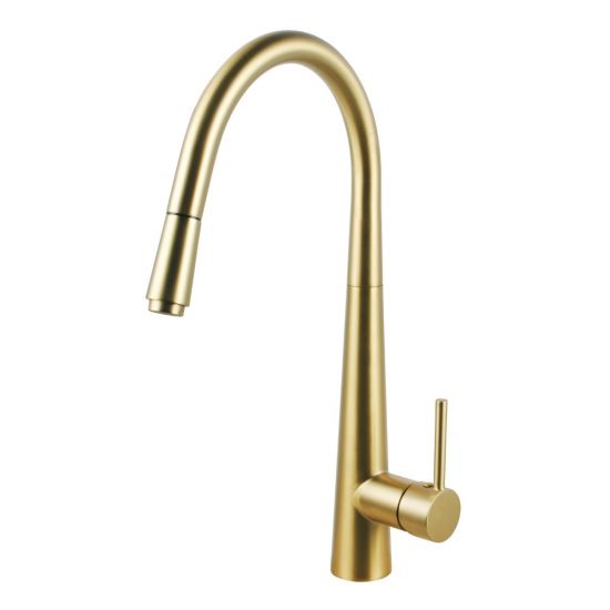 Brushed Brass Pull Out Kitchen Mixer