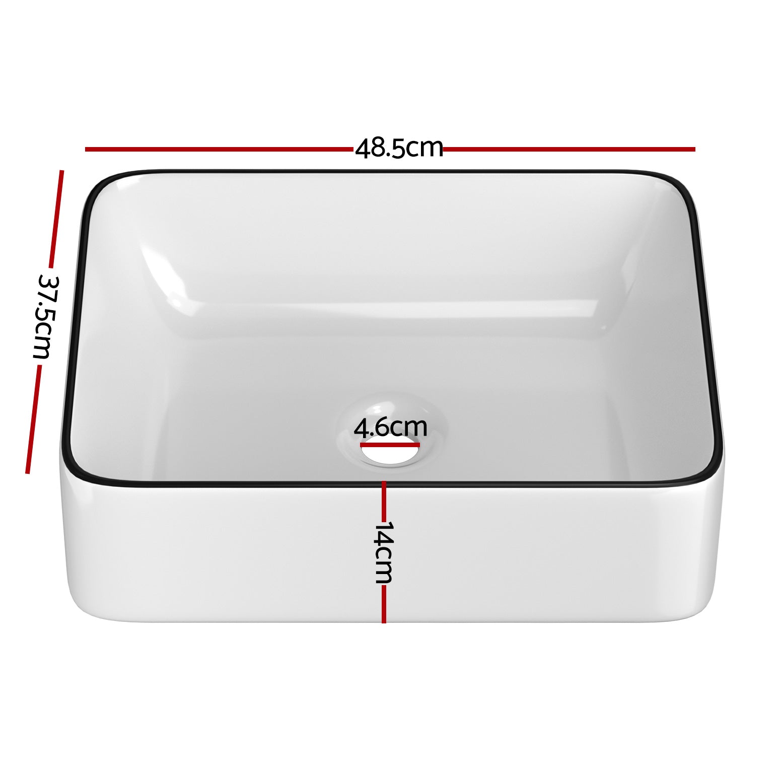 Cefito Bathroom Basin Ceramic Vanity Sink Above Counter 48x37cm