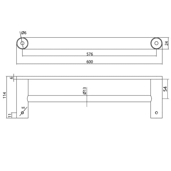 Esperia Matte Black Double Towel Rail 600mm