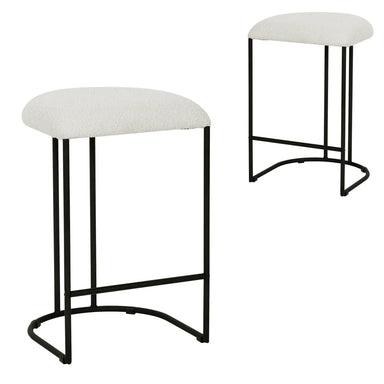 Cottage White Boucle Bar stool - (set of 2)