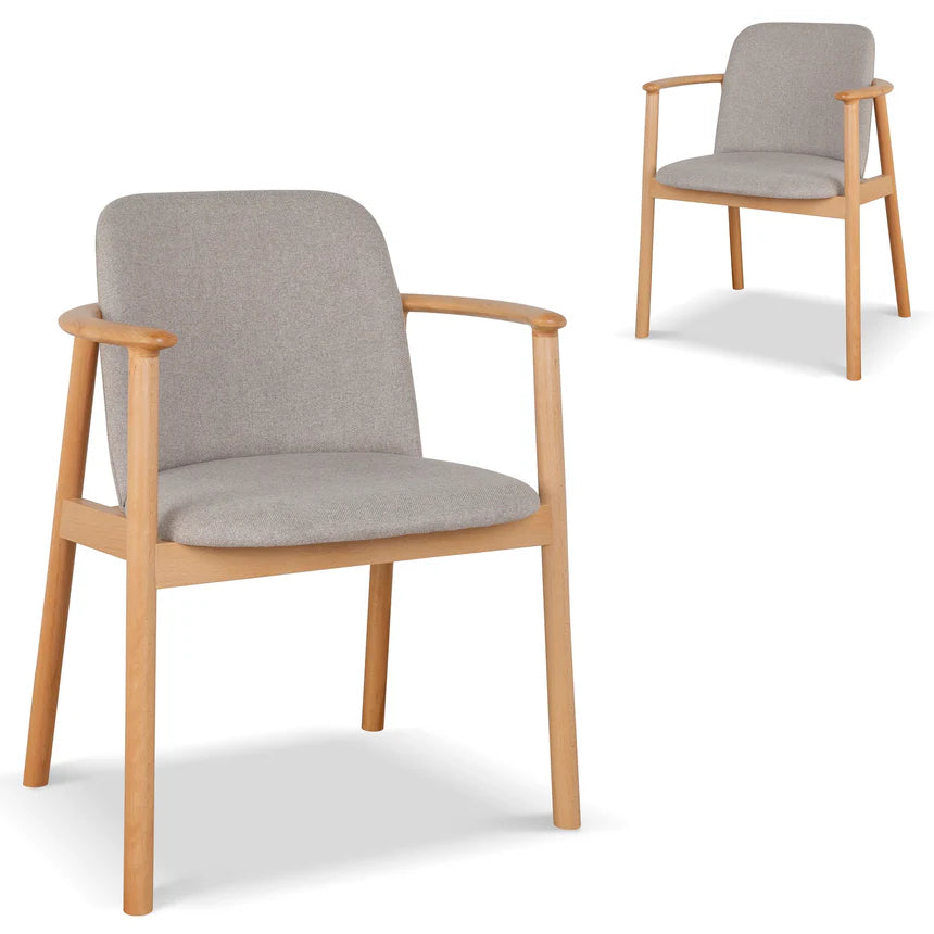 Paul Natural Dining Armchair - Grey Seat (Set of 2)