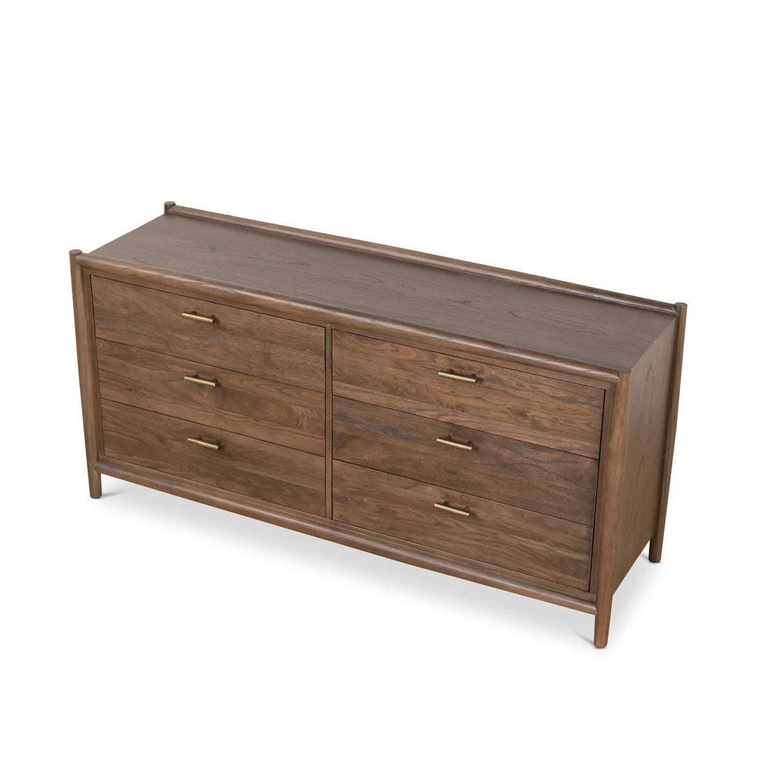 Walnut 6 Drawer Wooden Chest