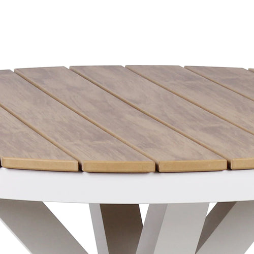 90cm Round Sand White Outdoor Dining Table - Natural