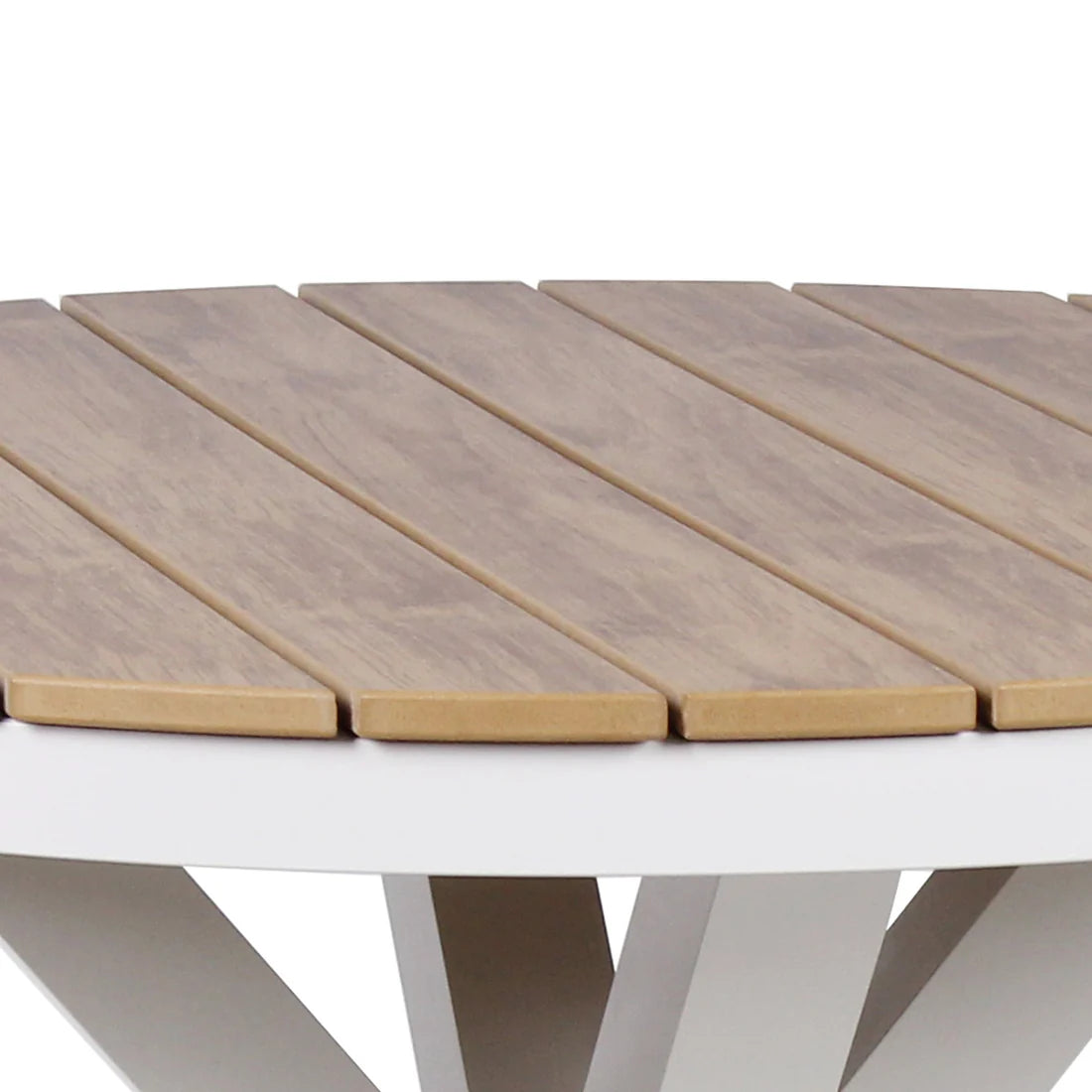 90cm Round Sand White Outdoor Dining Table - Natural