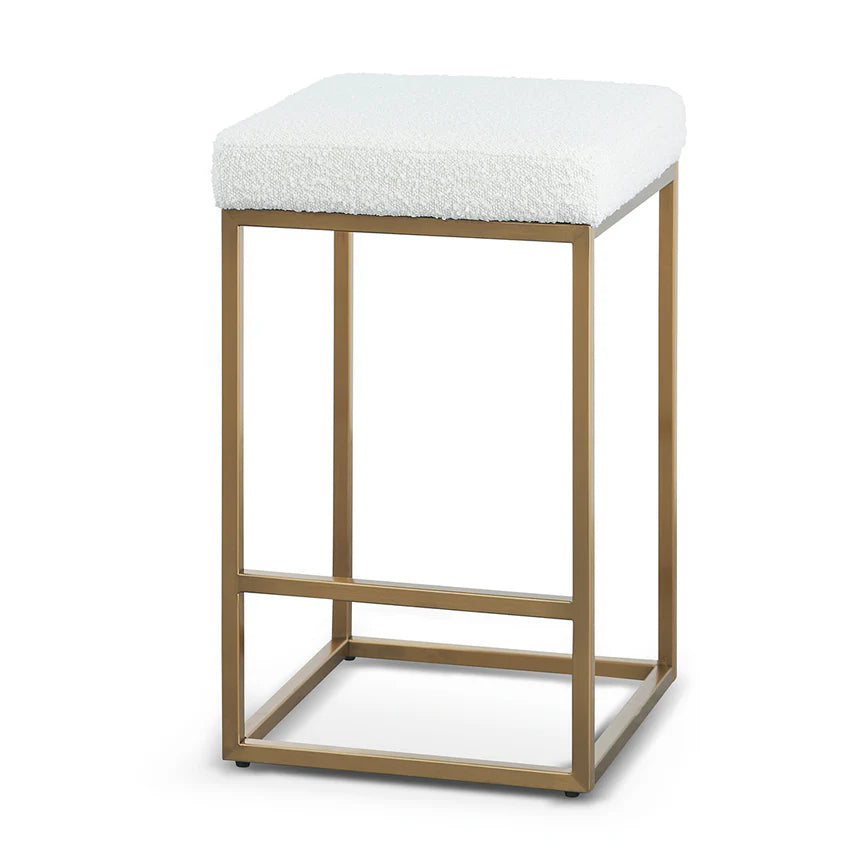 Daisy white Boucle Bar Stool - Golden Base