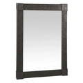 Rectangular mirror with a textured black frame on a white background