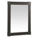 Rectangular mirror with a textured black frame on a white background