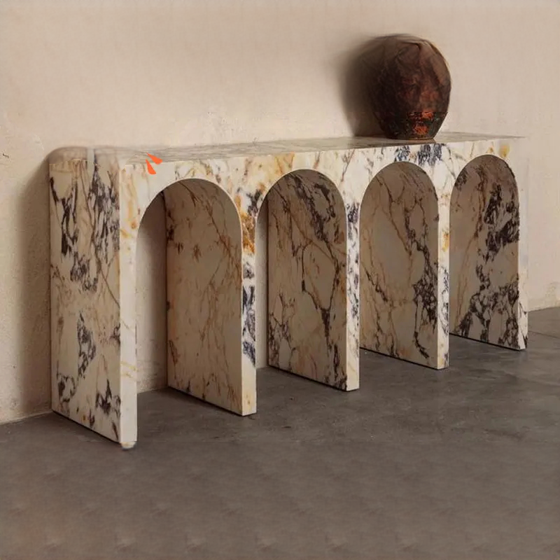 Calacatta Viola Marble Violet Veining Accent Console Table
