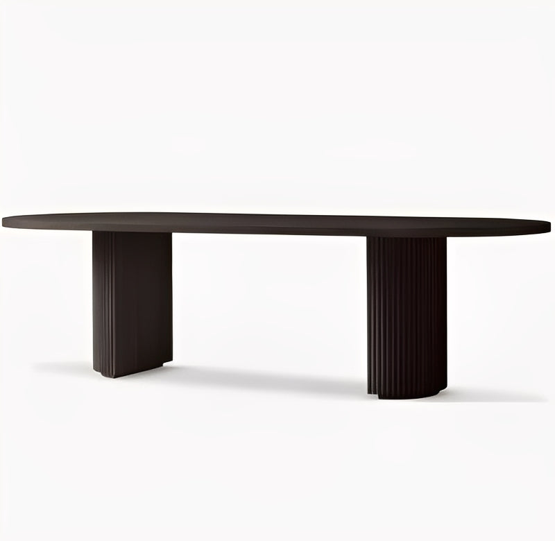 Solid Walnut Handcrafted Oval Planktop Dining Table