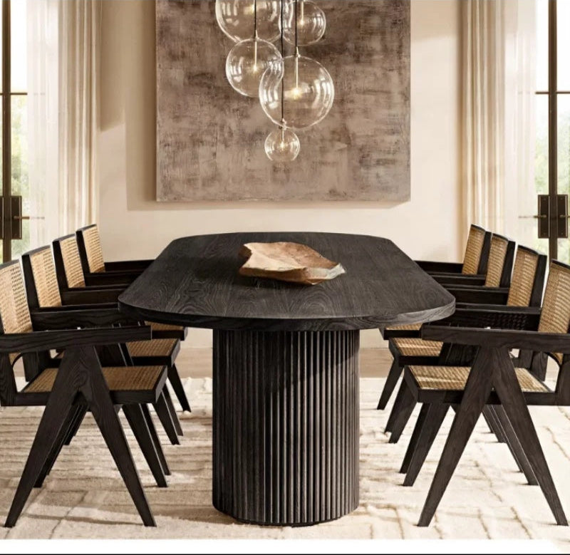 Solid Walnut Handcrafted Oval Planktop Dining Table