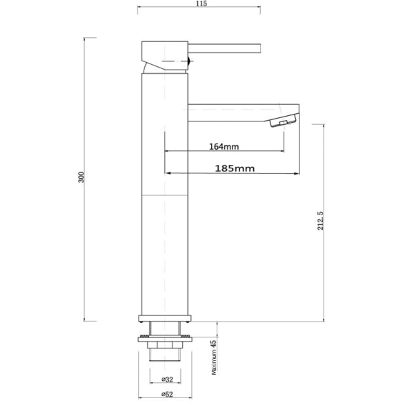 Pentro Matte Black Round Tall Basin Mixer