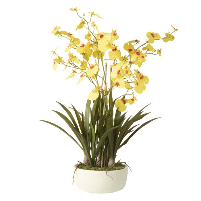 Faux Dancing Orchid Pot | Yellow - 66cm