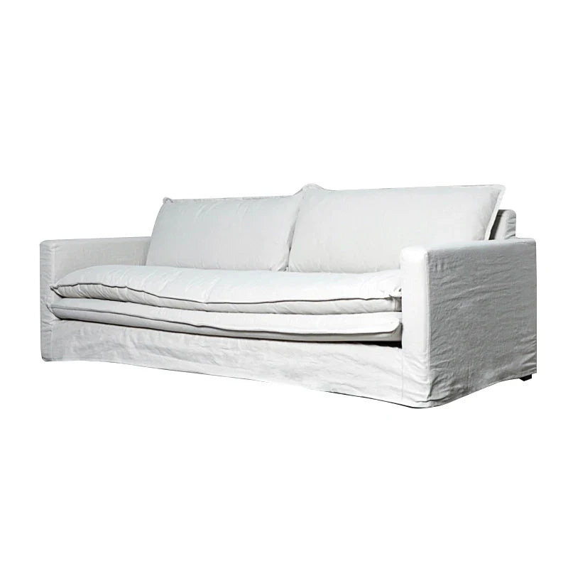 Modern Chile Style White Linen Slipcover Sofa Couch for Living Room Comfort
