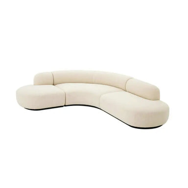 Luxurious Italian White Boucle Curved 6-Seat Living Room Sofa Set