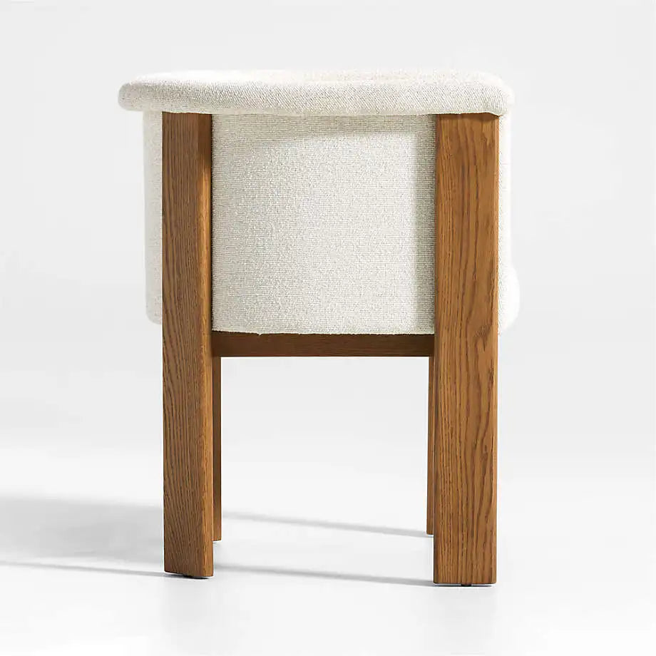 Nordic Upholstered Curved Back Solid Oak Dining Chair - Modern Luxury Seating