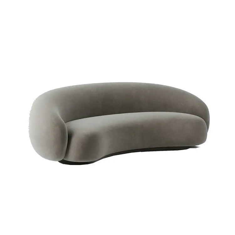 Elegant Cream Velvet Curved Sofa Luxurious Living Room Minimalist Leisure Couch