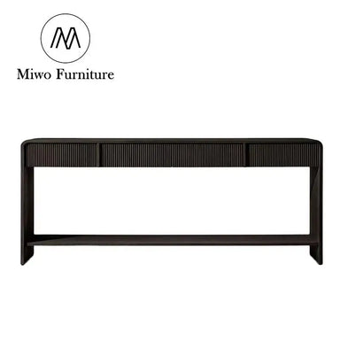 Modern Solid Wood Oval Groove Entrance Hallway Console Table