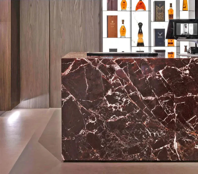 Elegant Rosso Lavento Marble Coffee Table - Natural Stone, Waterproof, Modern Design