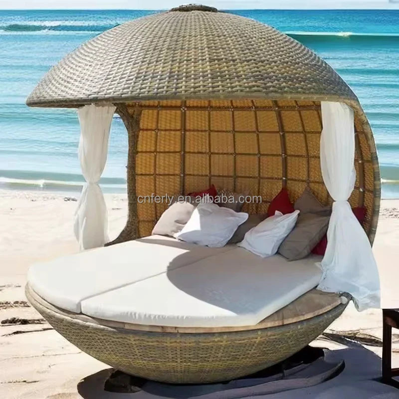 Architectural Grade All Weather Rattan Daybed for Commercial Outdoor Fitouts
