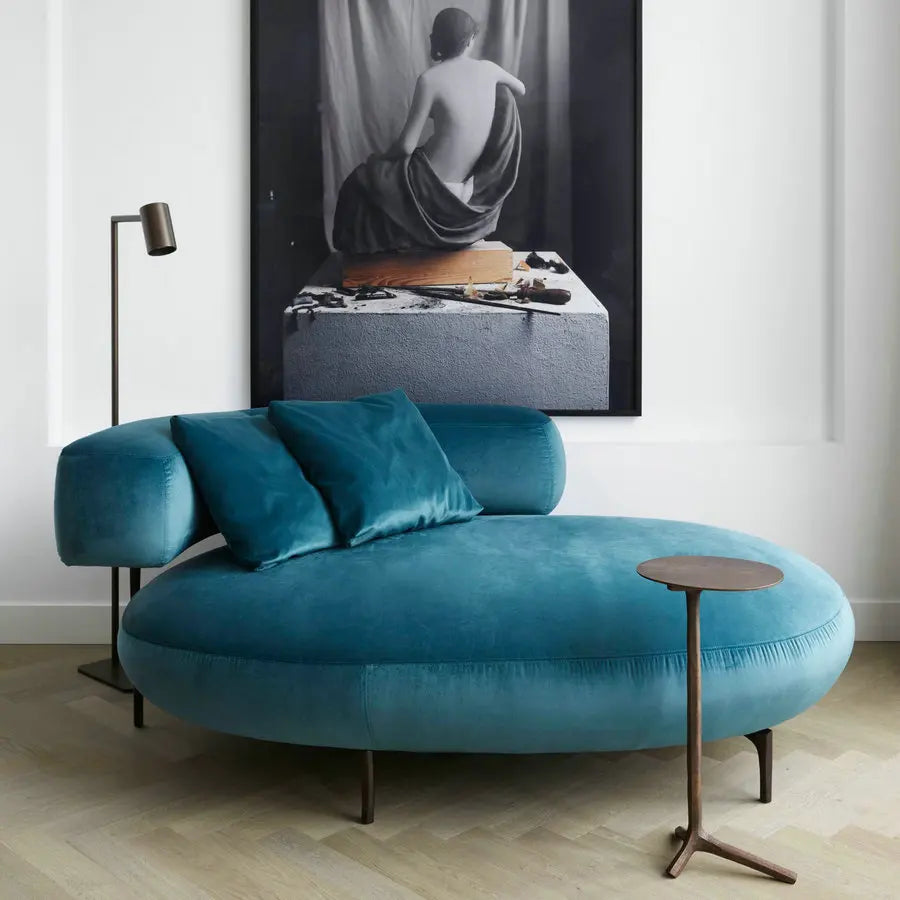 Luxurious Velvet Round Upholstered Sofa Chaise Lounge Daybed