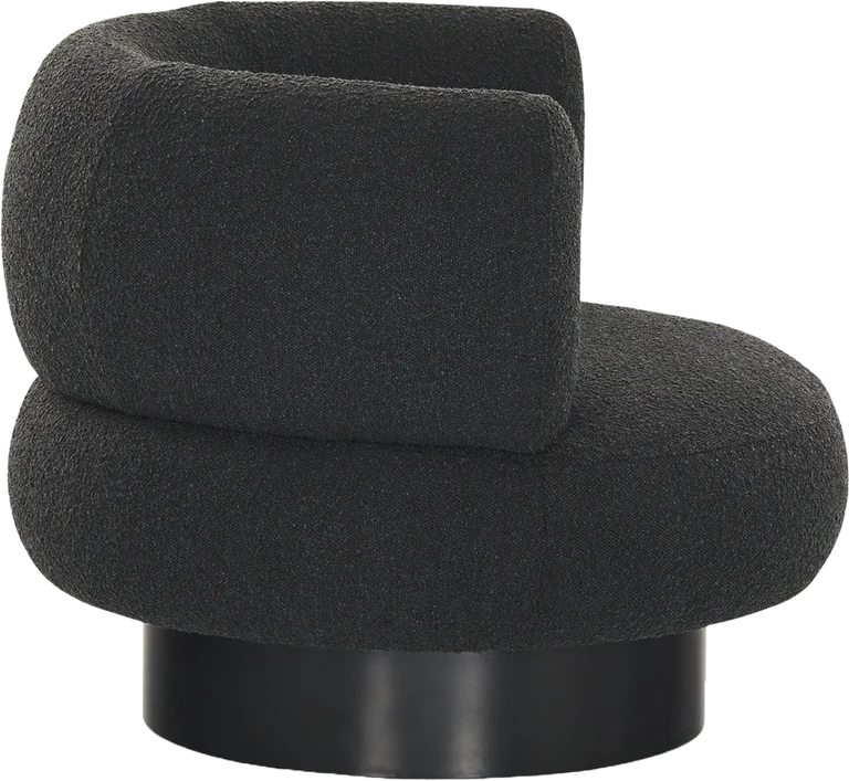 Modern Black Boucle Swivel Accent Chair: Stylish Velvet Oak Living Room Sofa
