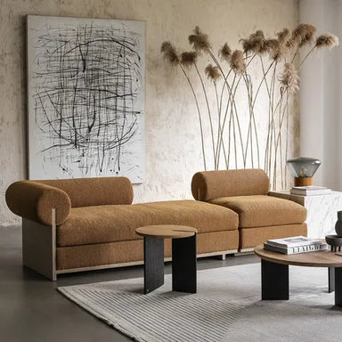 Elegant French Oak Fabric Living Room Sofa Set - Modern Nordic Design