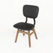 Industrial Modern Black Leather Dining Chair, Natural Oak Legs, Versatile Home Office