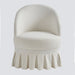Elegant White Skirt Fabric Upholstered Oak Wood Living Room Lounge Chair