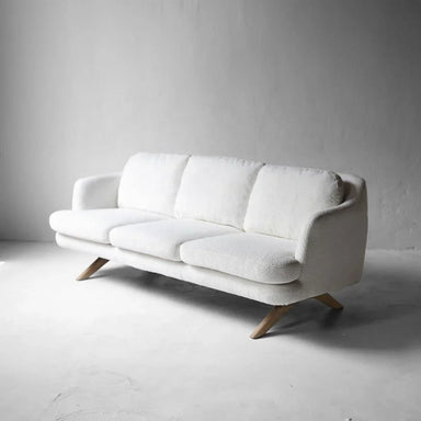Chic White Boucle Nordic Sofa Modern Wooden Frame Living Room Furniture