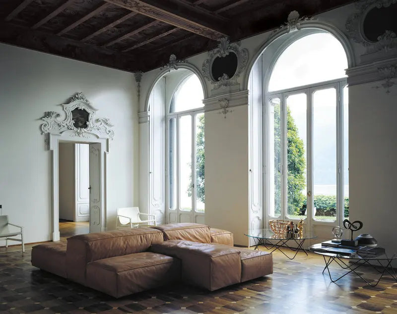 Modern Italian Luxury Leather Sectional Sleeper Sofa Bed for Living Room