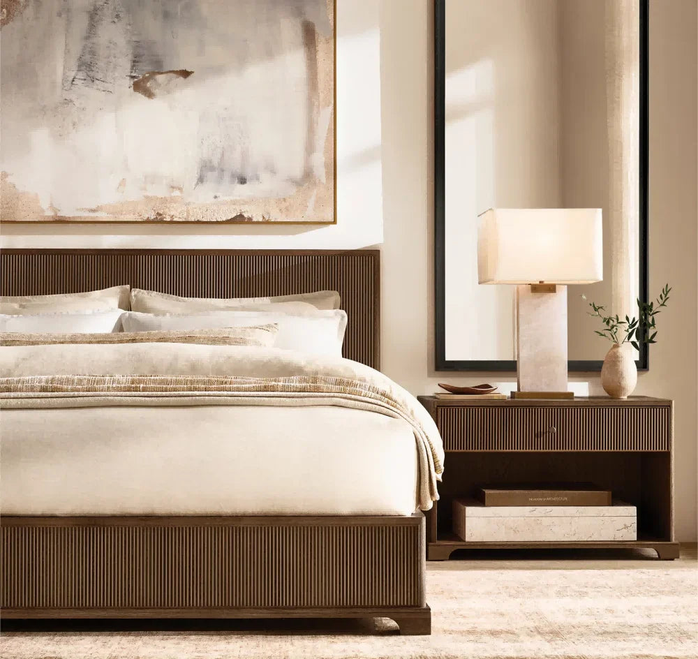Luxury Modern Wooden Panel Bed Frame: King, Queen, Cal King Sizes