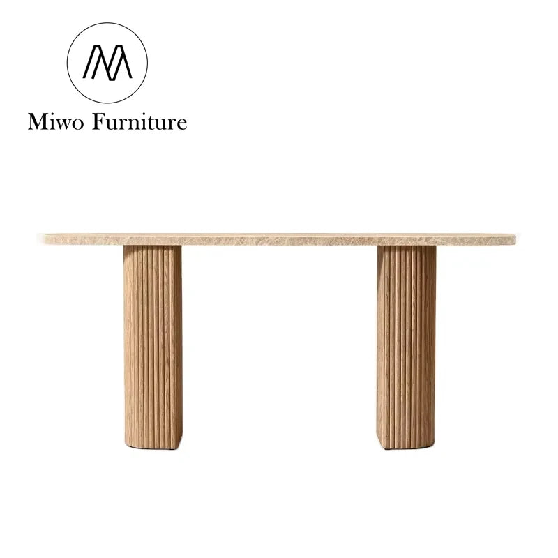 Modern Marble Top Solid Wood Narrow Entryway Console Table