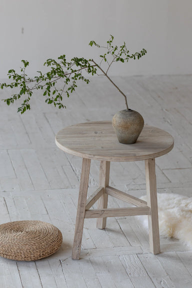 French Chic Minimal Recycled Solid Wood Accent Table - SD Grey White