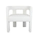 Elegant White Boucle Upholstered Dining Armchair: Modern Low Back Accent Chair
