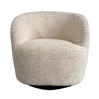 Modern Oatmeal Cotton Upholstered Swivel Club Chair for Living Room & Hotel